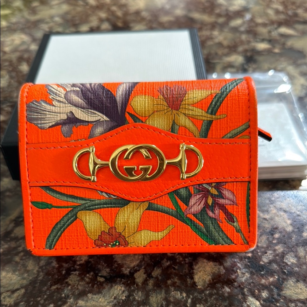 Gucci Orange Floral Women's Wallet